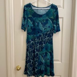 Soft Surroundings Short Sleeve Leafy Dress Petite Small
